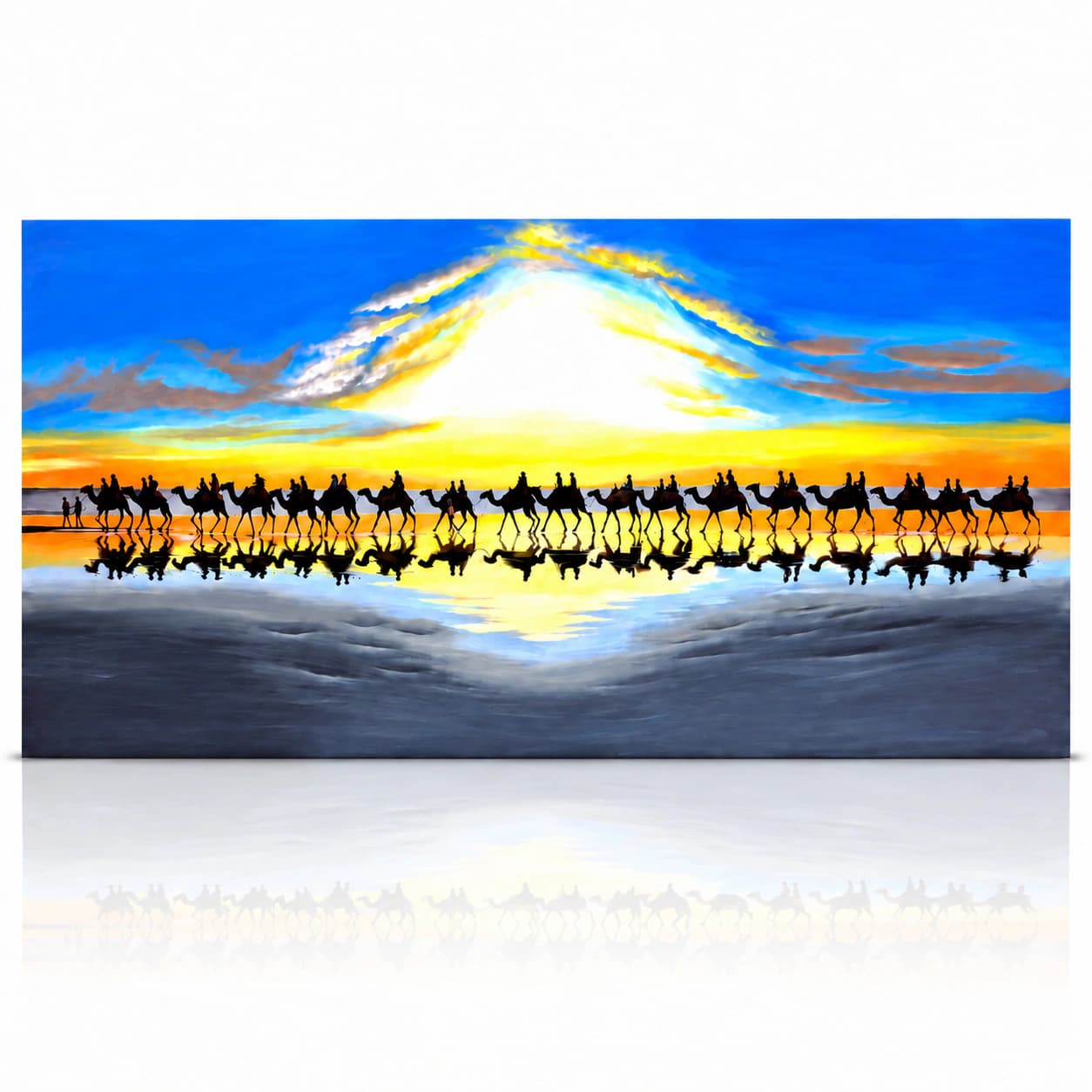''Caravan of Golden Reflections'' — Acrylic Painting
