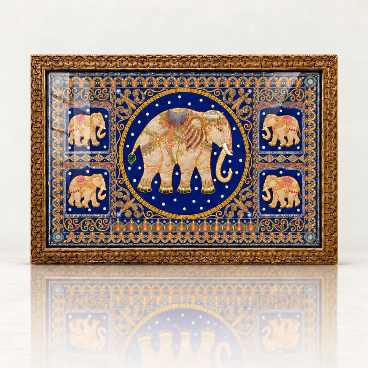 ''Royal Elephants — Handmade Embroidery Art'' — Cloth Art ( Wall Hangings)