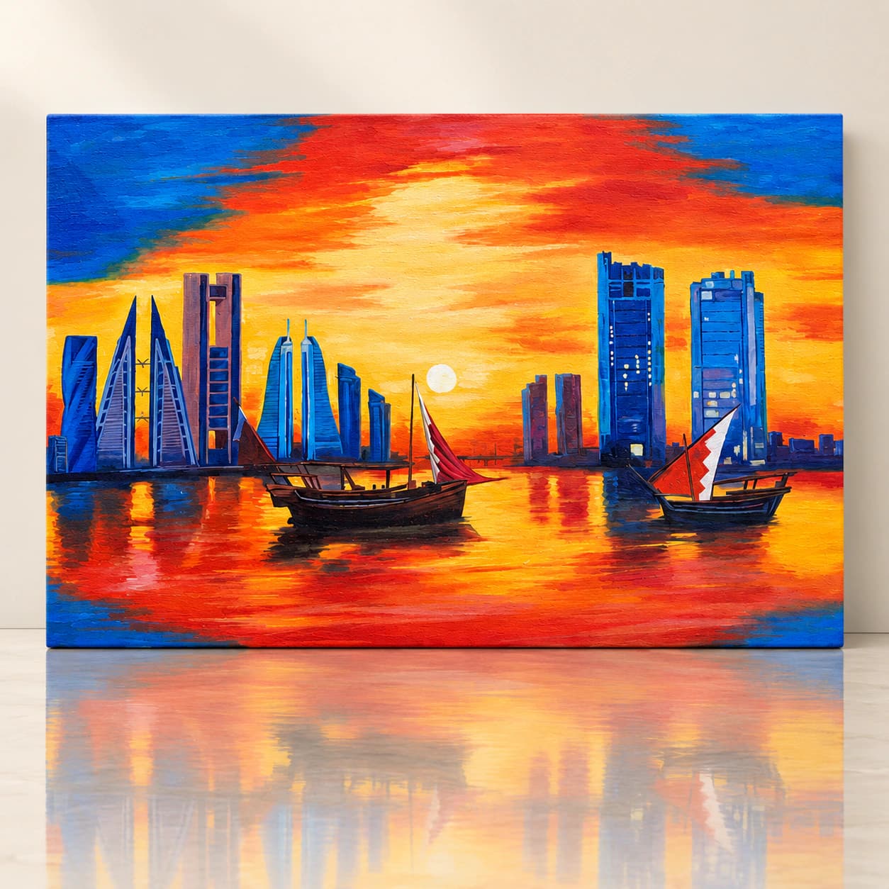 ''Reflections of Bahrain'' — Oil Painting